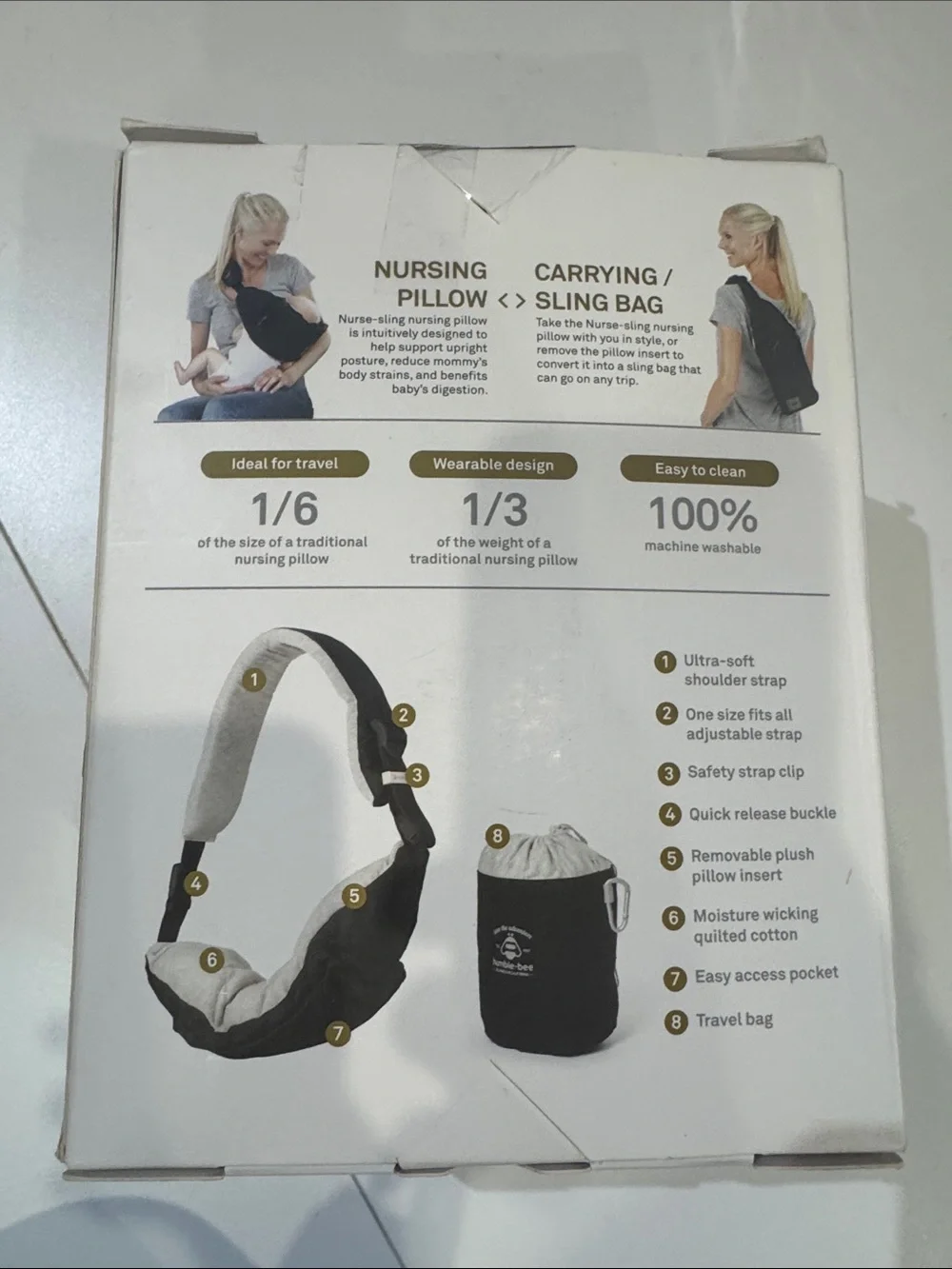 HUMBLE BEE Nurse-sling Nursing Pillow - Light Gray